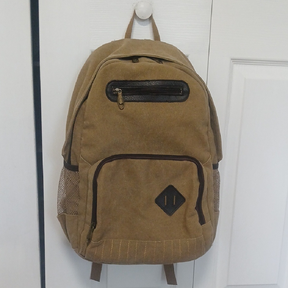Generic Canvas Book Bag/Backpack Standard Size Khaki